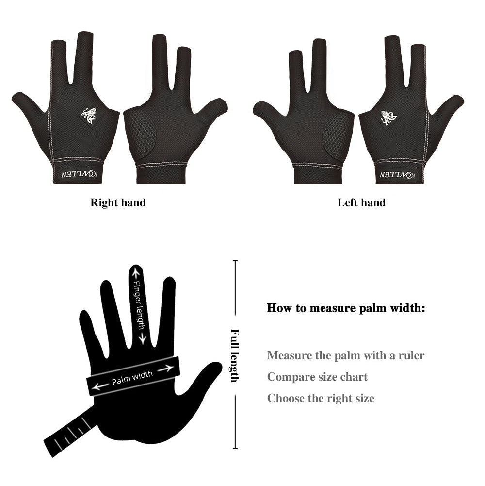 KONLLEN Billiards Gloves for Left Hand/Right Hand L/XL - 03 spandex series
