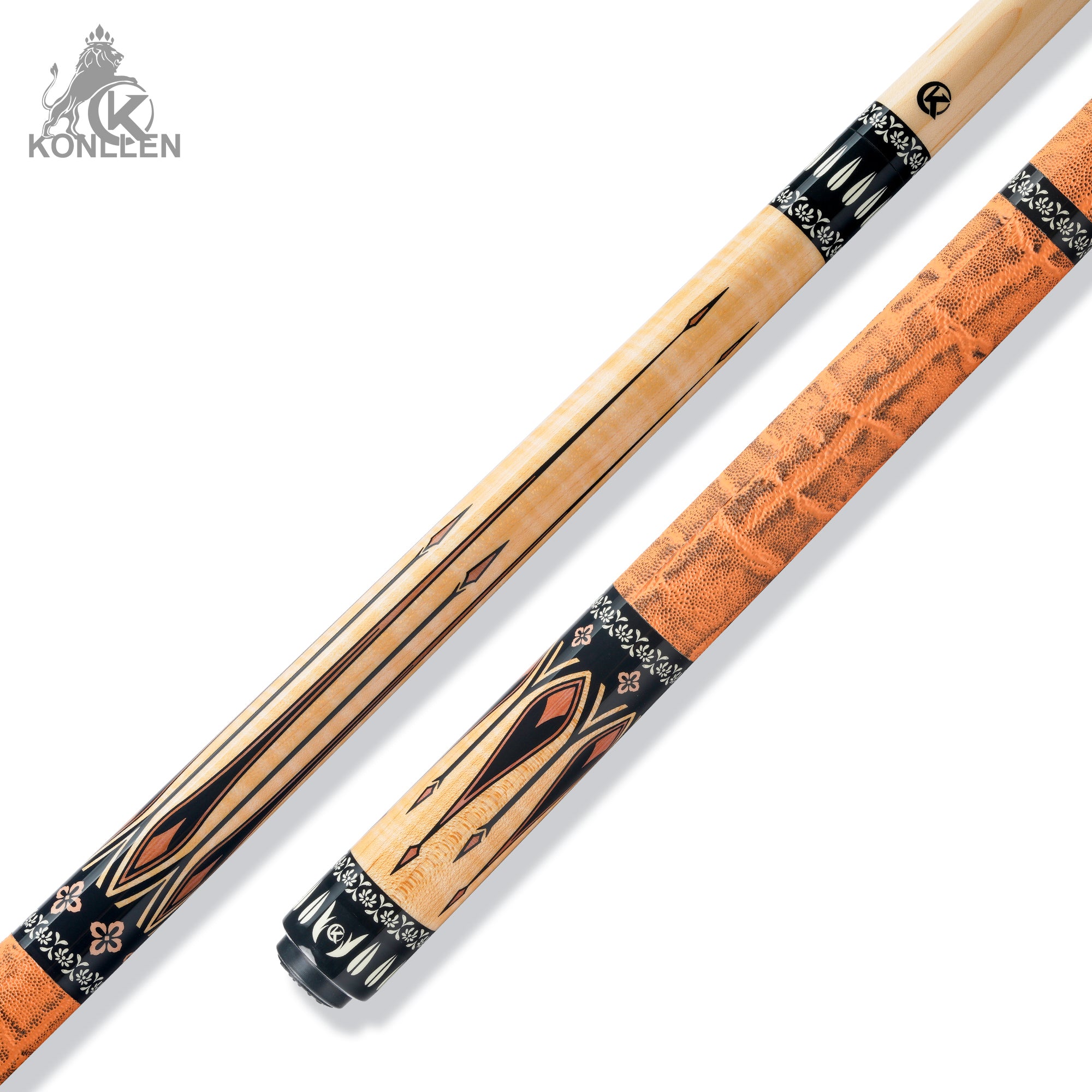 KONLLEN Lustre Low Deflection Maple Pool Cue With 30cm Carbon Tube - 12mm