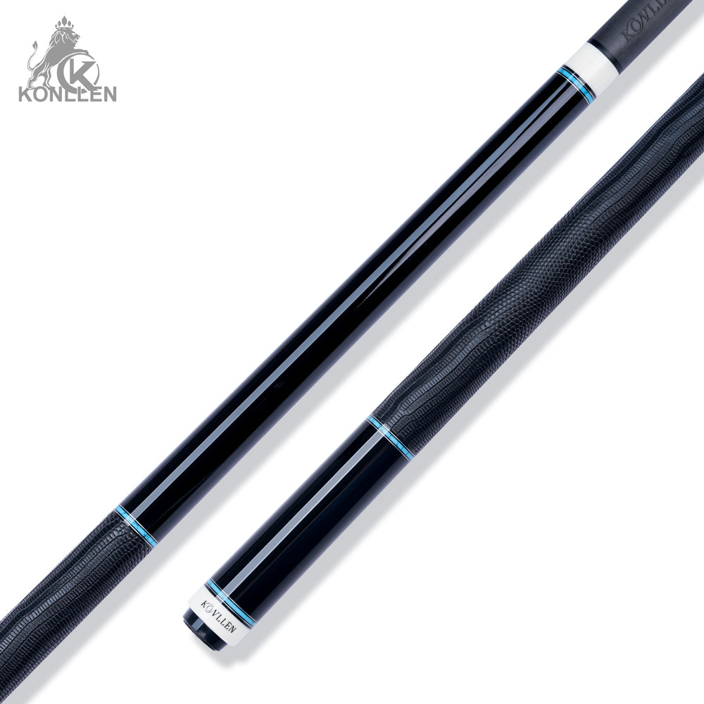 KONLLEN 2.0 Lanting-01 Low Deflection Carbon Fiber Pool Cue Ebony Handmade Inlay - Lizard print - 11.8mm / 12.5mm