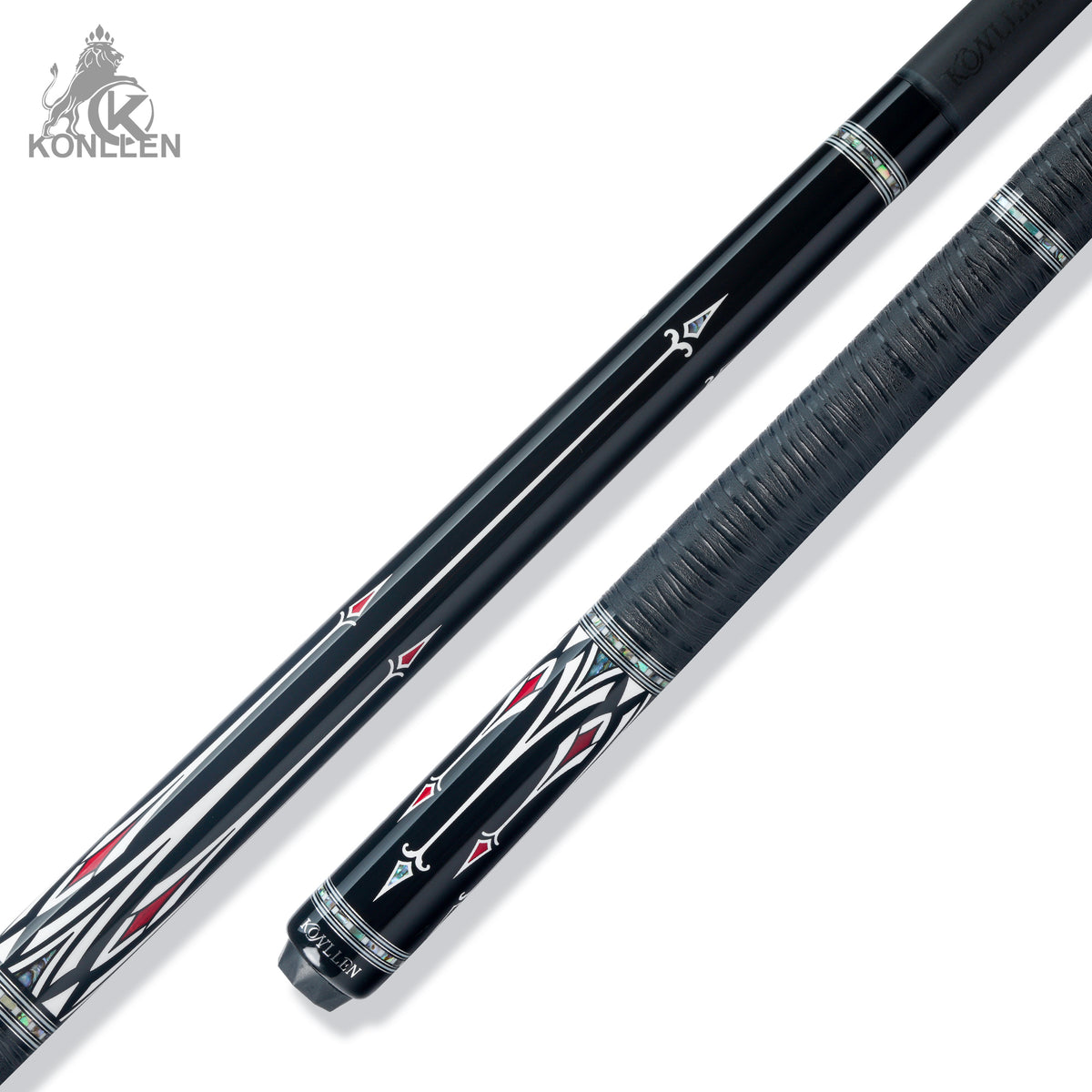 KONLLEN AK-AS-2F Low Deflection Carbon Fiber Pool Cue Ebony Handmade Inlay - 10.5mm / 11.5mm / 12.5mm