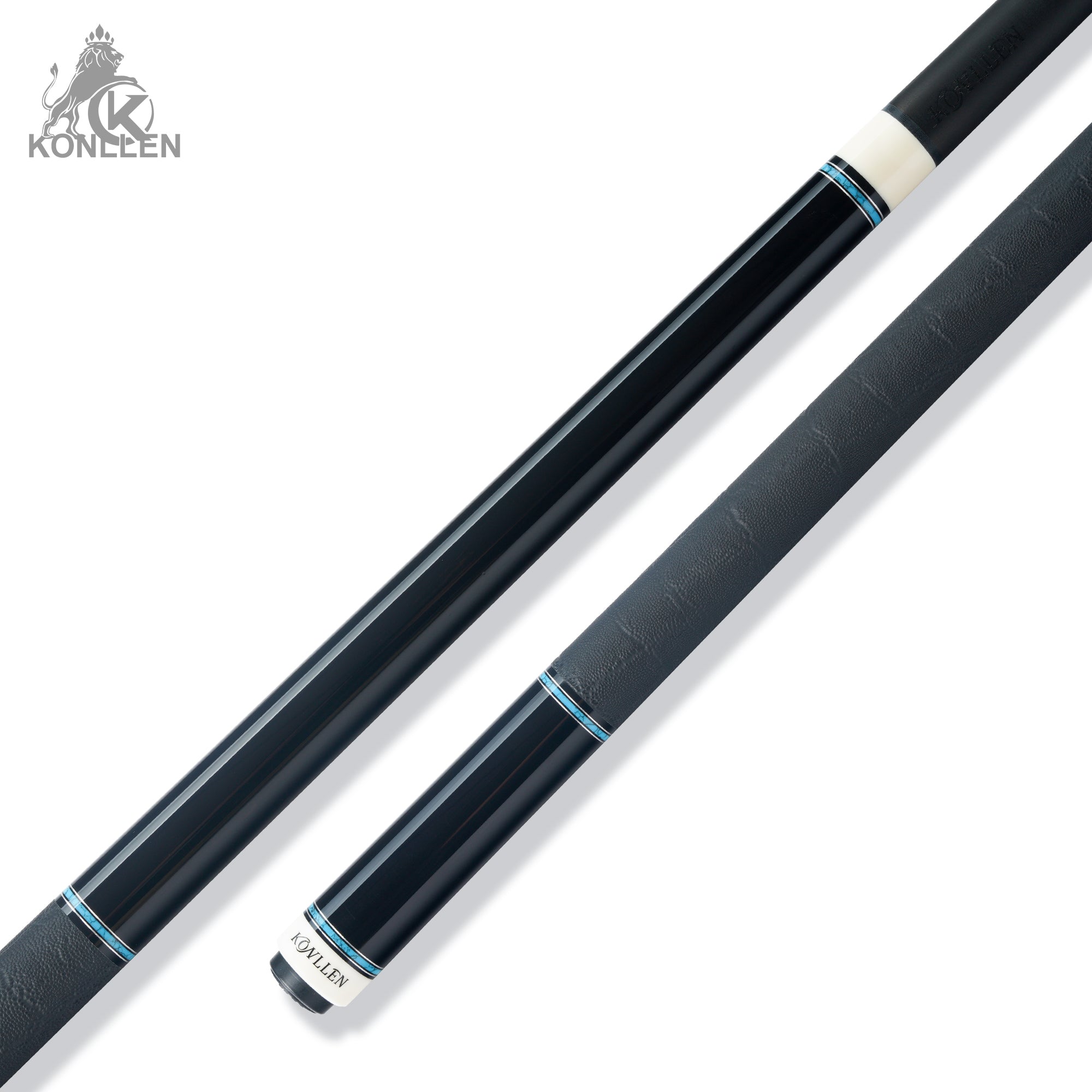 KONLLEN Lanting-01 Low Deflection Carbon Fiber Pool Cue Ebony Handmade Inlay - Elephant Ear Pattern - 12.5mm