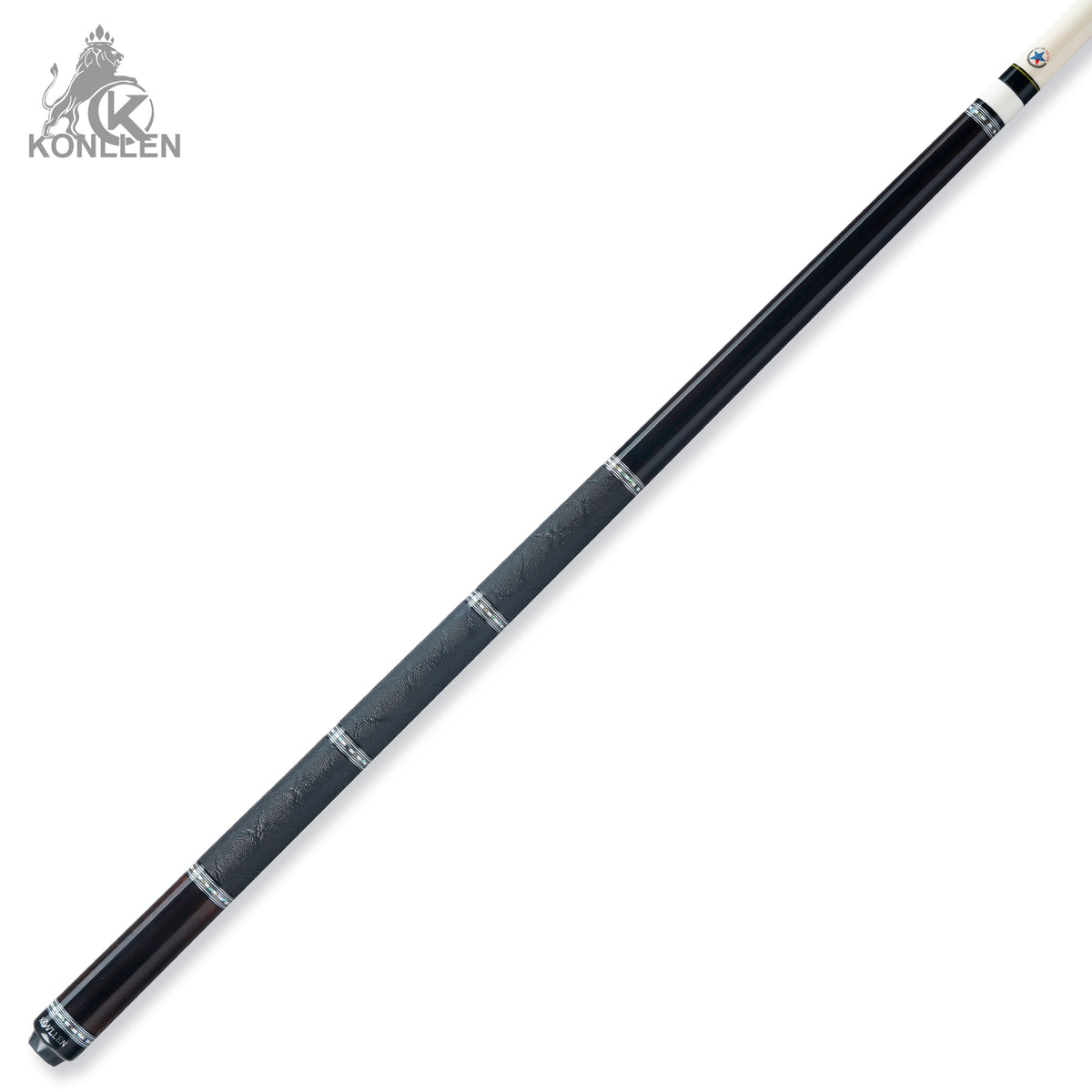 KONLLEN AXA-K1F Low Deflection Pool Cue Ebony Handmade Inlay - 12.5mm
