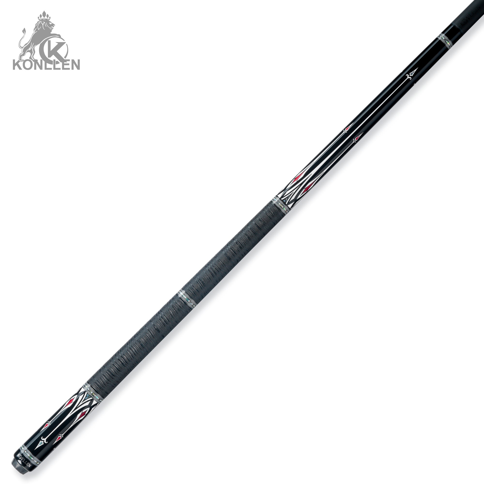KONLLEN AK-AS-2F Low Deflection Carbon Fiber Pool Cue Ebony Handmade Inlay - 10.5mm / 11.5mm / 12.5mm