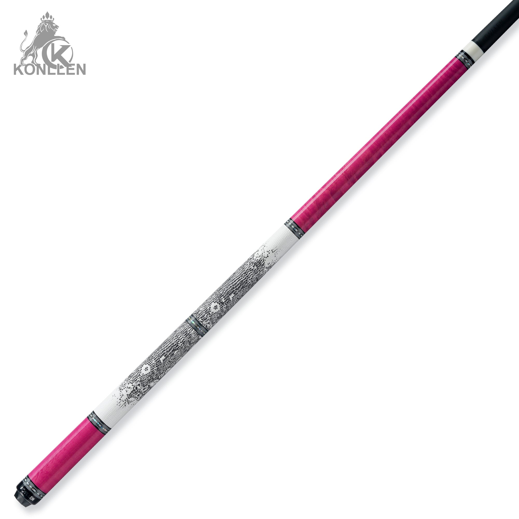 KONLLEN AXA-H2F Low Deflection Pool Cue Pink-Dyed Tigerwood Handmade Inlay - 12.5mm