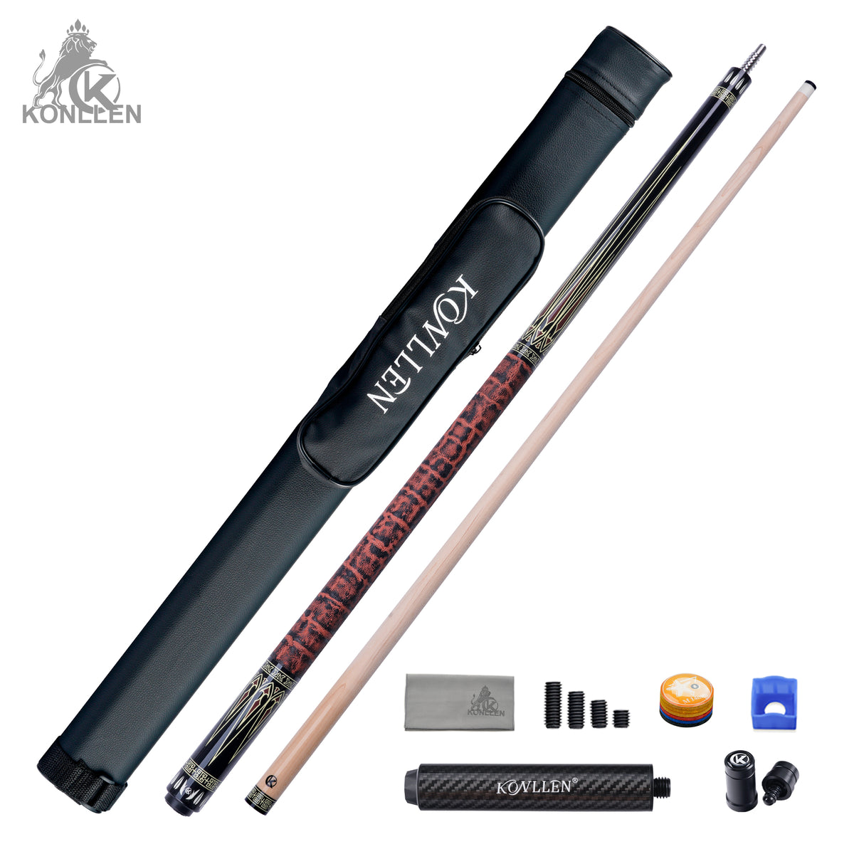 KONLLEN Axiom Low Deflection Maple Pool Cue With 30cm Carbon Tube - 12mm