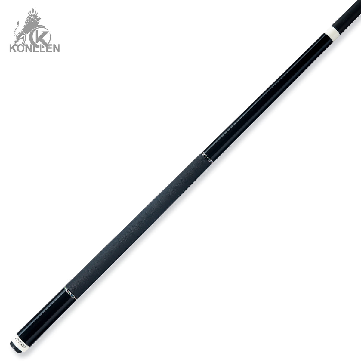 KONLLEN Nocturne-01 Low Deflection Carbon Fiber Pool Cue Ebony Handmade Inlay - Elephant Ear Pattern - 12.5mm