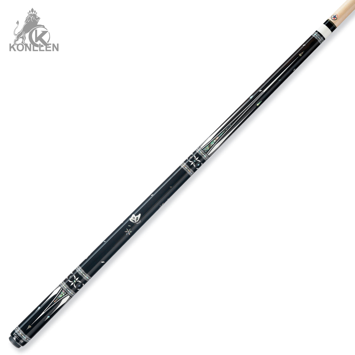 KONLLEN AK-KB-Black Low Deflection Carbon-tube Maple Pool Cue - 12.5mm