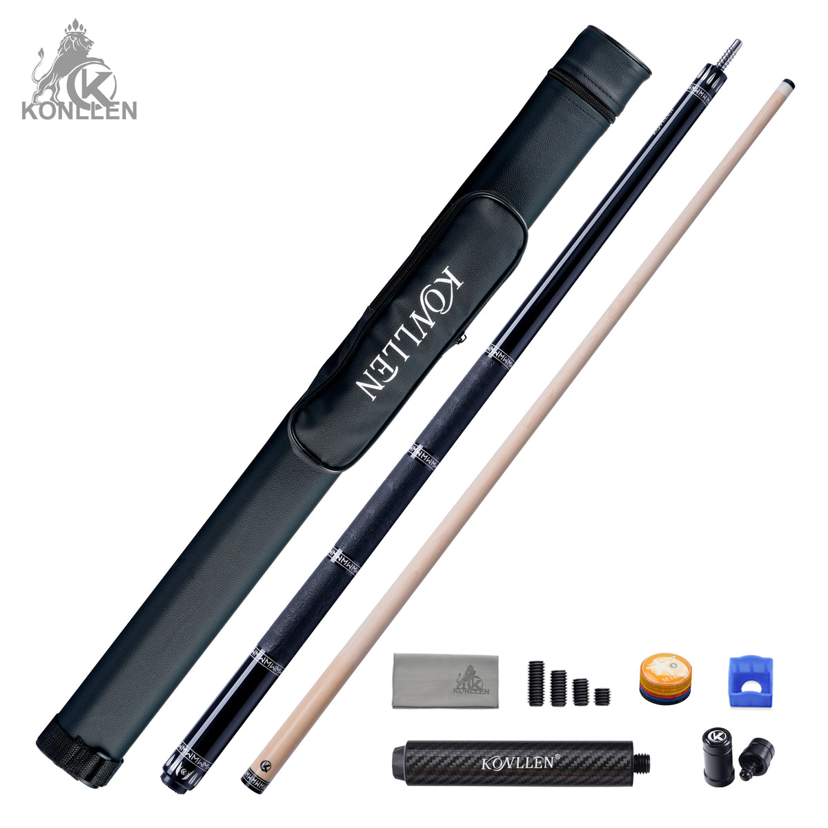 KONLLEN Eclipse Low Deflection Maple Pool Cue With 30cm Carbon Tube - 12mm