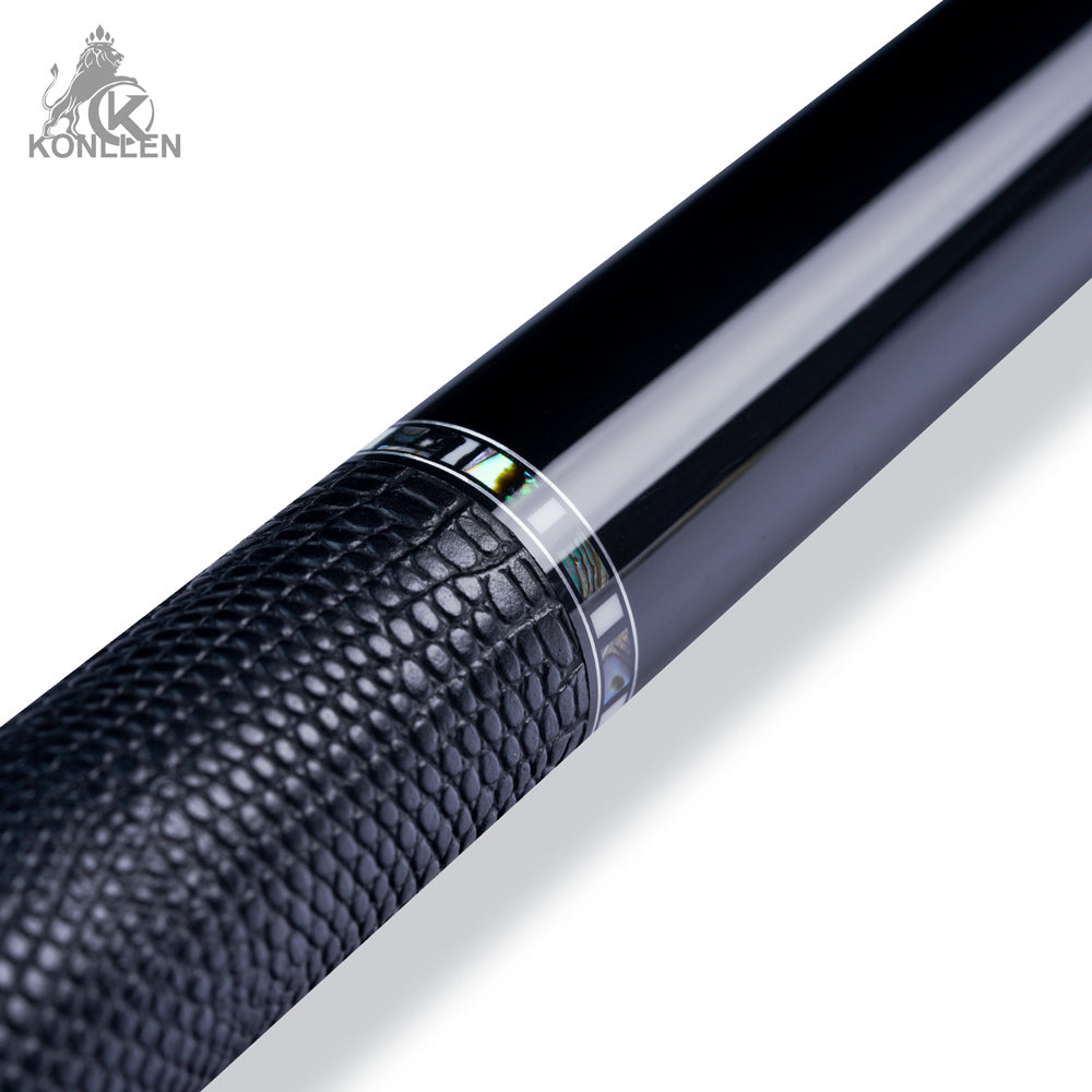 KONLLEN 2.0 Nocturne-02 Low Deflection Carbon Fiber Pool Cue Ebony Handmade Inlay - Lizard print - 11.8mm / 12.5mm