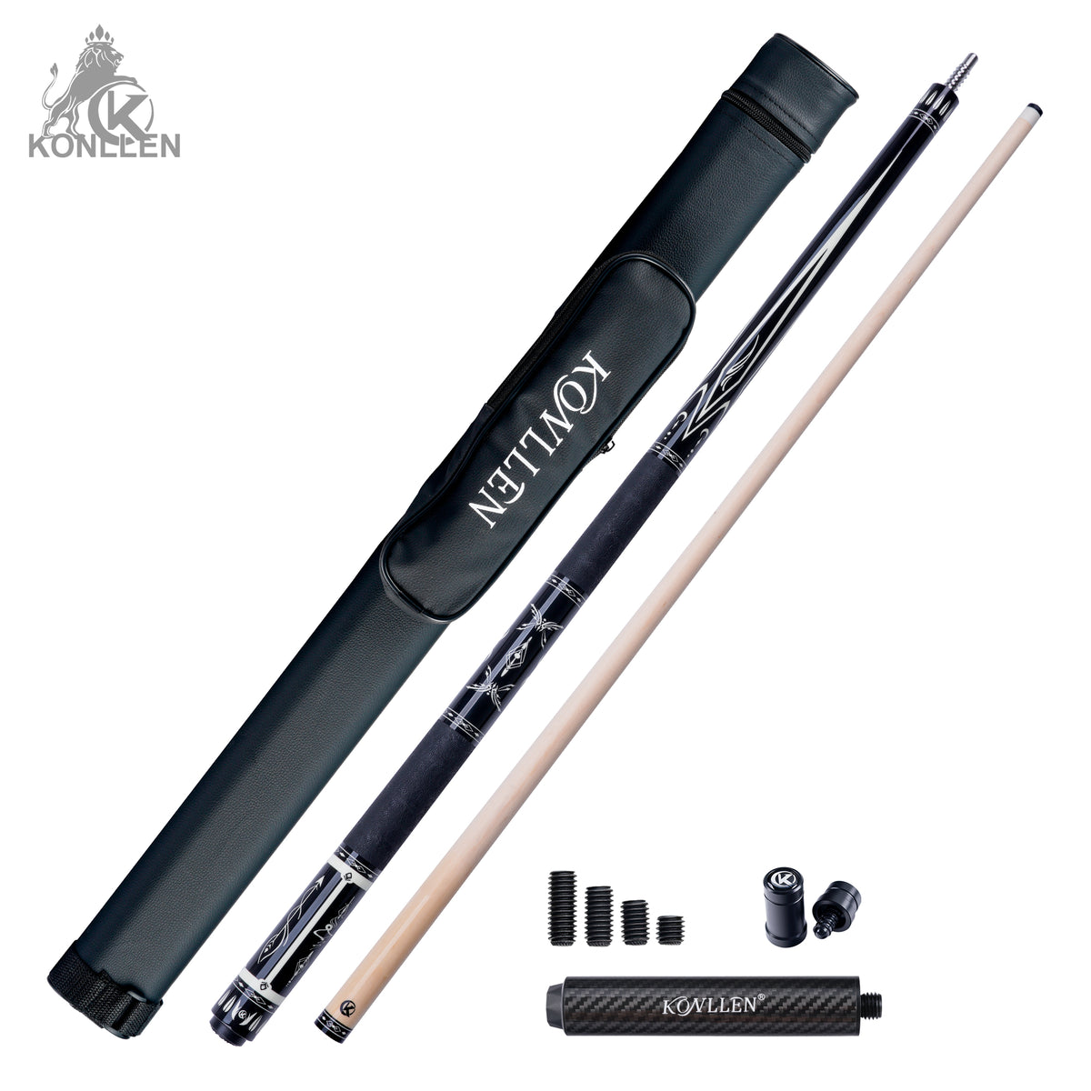 KONLLEN Astra Low Deflection Maple Pool Cue With 30cm Carbon Tube - 12mm