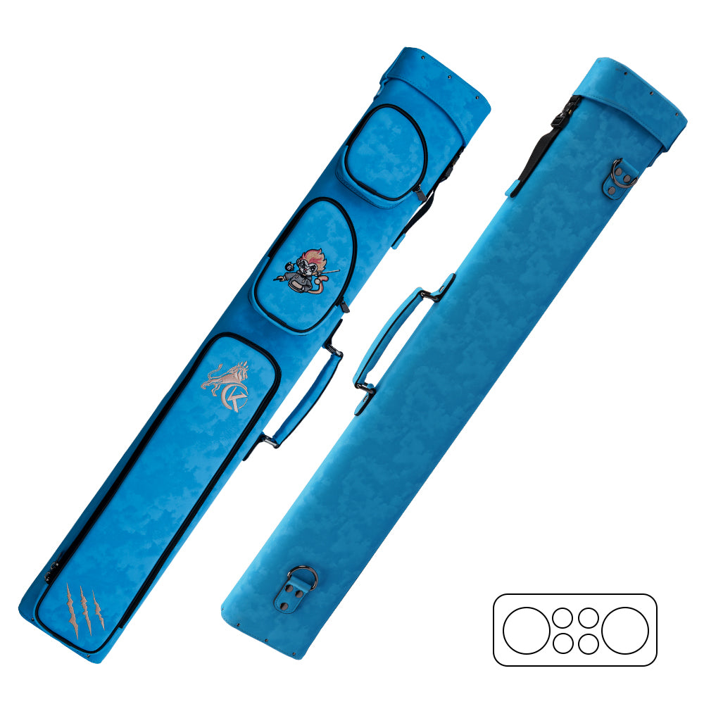 KONLLEN Nova Series 2x4 Pool Cue Case – 2 Butts & 4 Shafts - Blue