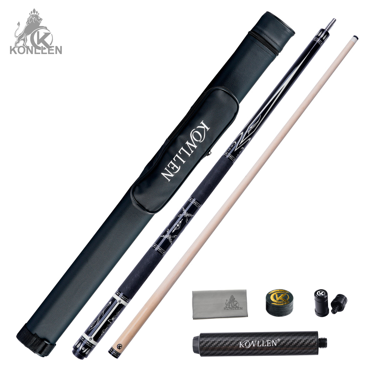 KONLLEN Astra Low Deflection Maple Pool Cue With 30cm Carbon Tube - 12mm