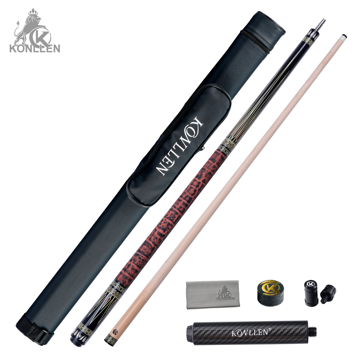 KONLLEN Axiom Low Deflection Maple Pool Cue With 30cm Carbon Tube - 12mm
