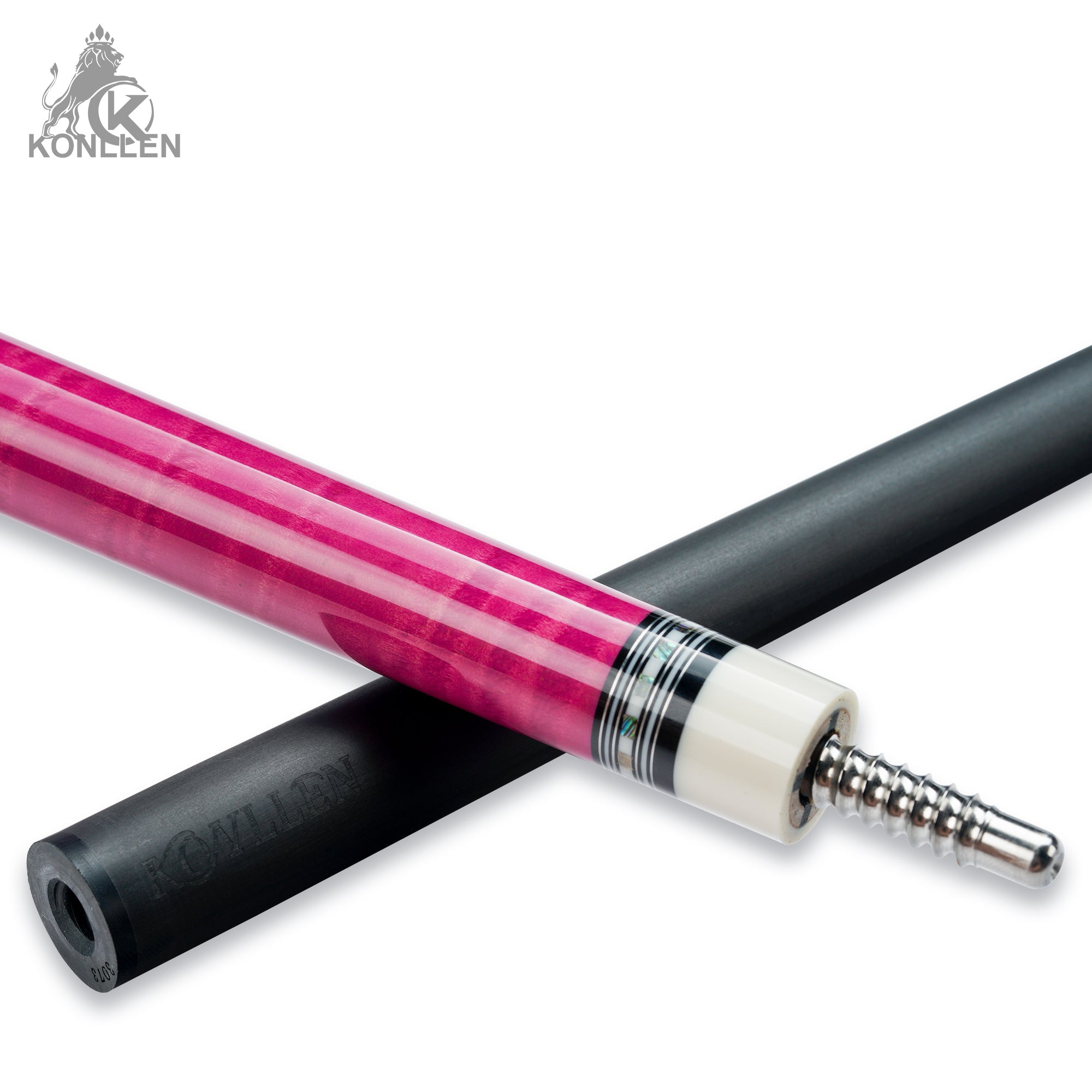 KONLLEN AXA-H2F Low Deflection Pool Cue Pink-Dyed Tigerwood Handmade Inlay - 12.5mm