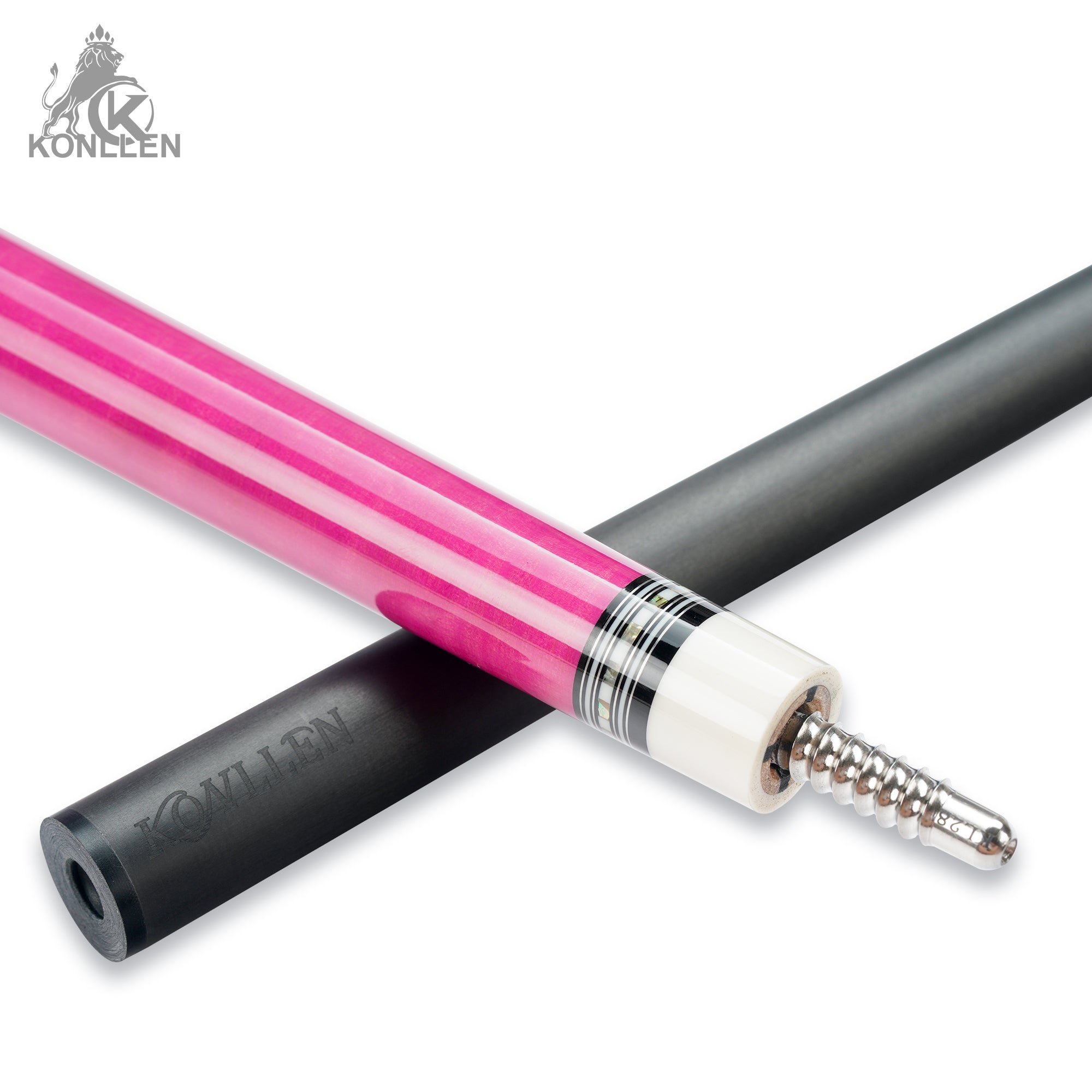 KONLLEN AXA-H1F Low Deflection Pool Cue Pink-Dyed Tigerwood Handmade Inlay - 12.5mm
