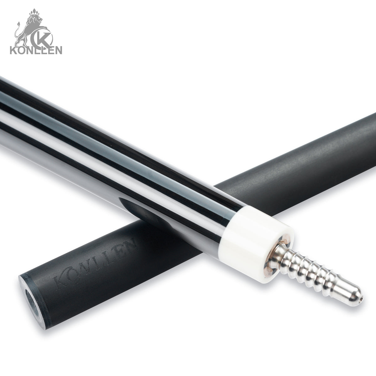KONLLEN Nocturne-01 Low Deflection Carbon Fiber Pool Cue Ebony Handmade Inlay - Elephant Ear Pattern - 12.5mm