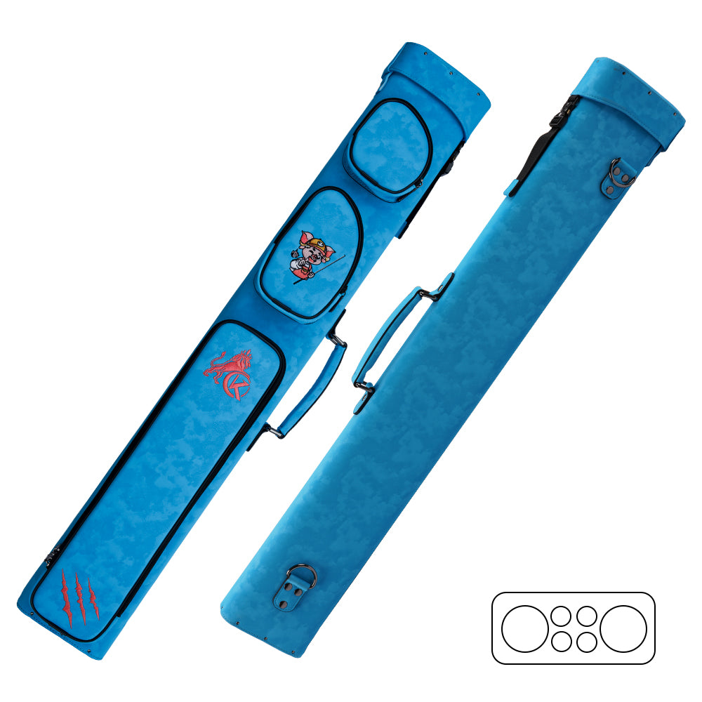 KONLLEN Nova Series 2x4 Pool Cue Case – 2 Butts & 4 Shafts - Blue
