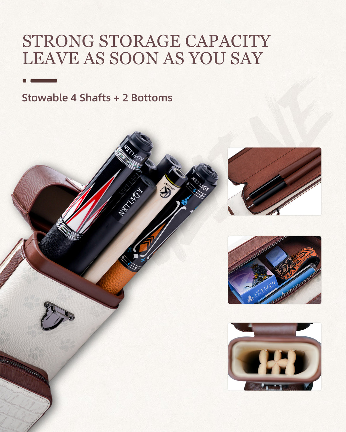 KONLLEN VintageLine Series 2x4 Pool Cue Case – 2 Butts & 4 Shafts