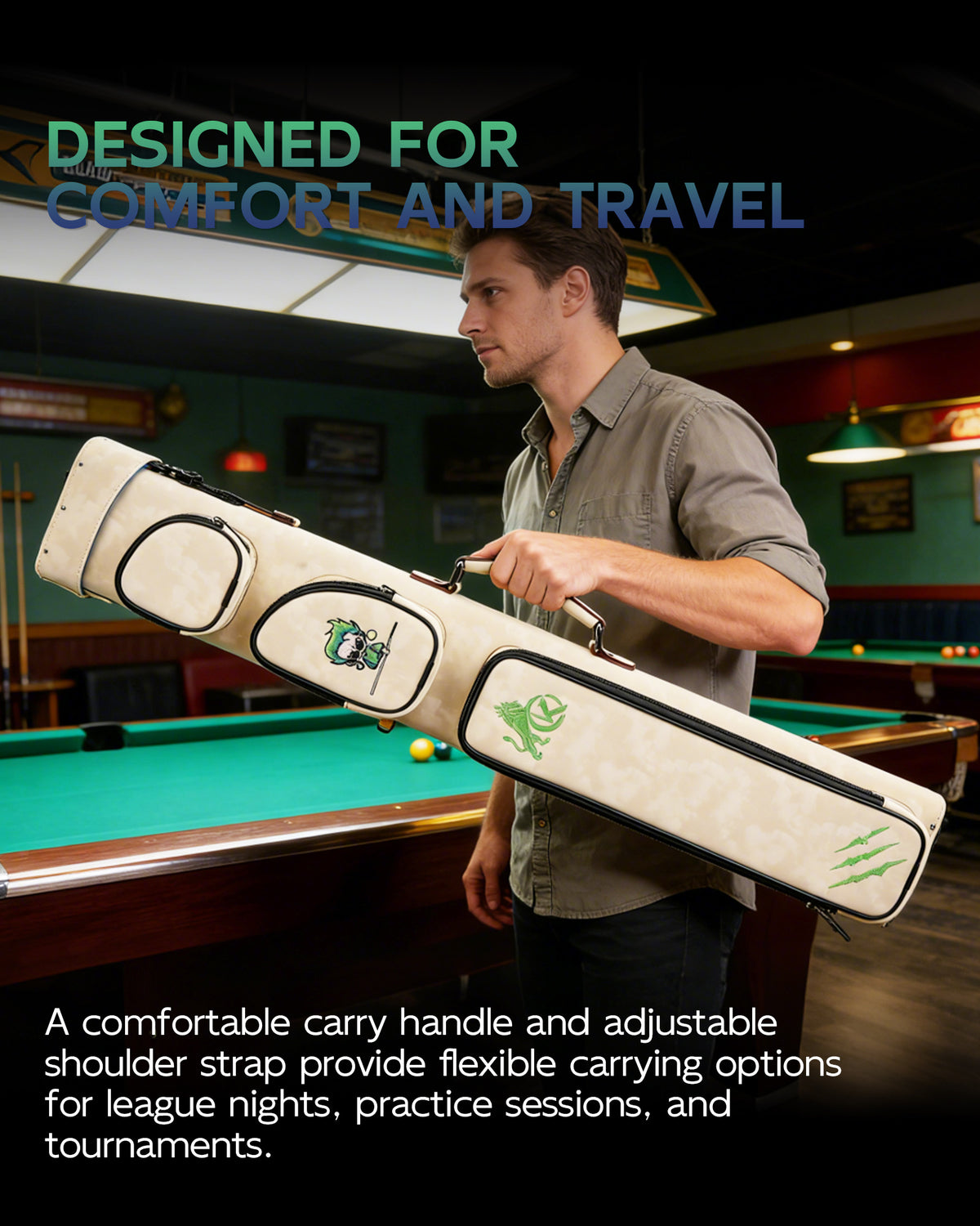 KONLLEN Nova Series 2x4 Pool Cue Case – 2 Butts & 4 Shafts - White