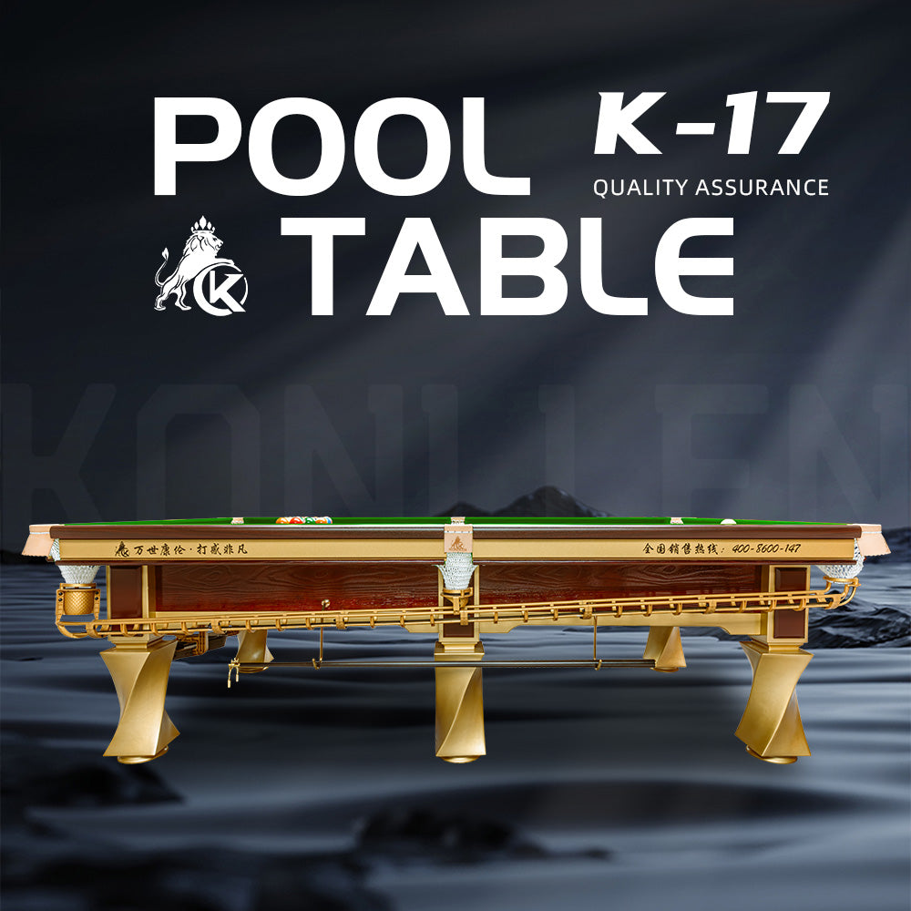 KONLLEN K-17 Chinese 8-Ball Pool Table, Professional Slate Bed Billiard Table for Competition & Club Use