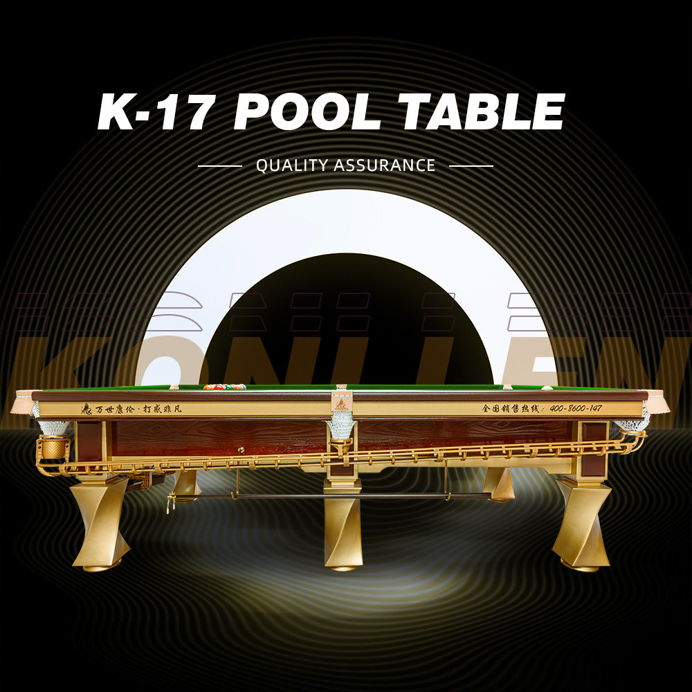 KONLLEN K-17 Chinese 8-Ball Pool Table, Professional Slate Bed Billiard Table for Competition & Club Use