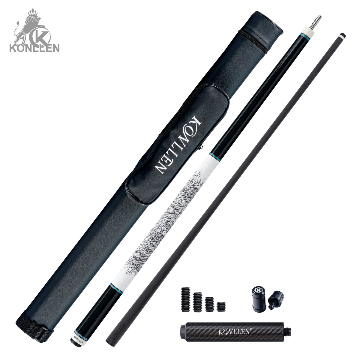 KONLLEN 2.0 Lanting-02 Low Deflection Carbon Fiber Pool Cue Ebony Handmade Inlay - 11.8mm / 12.5mm