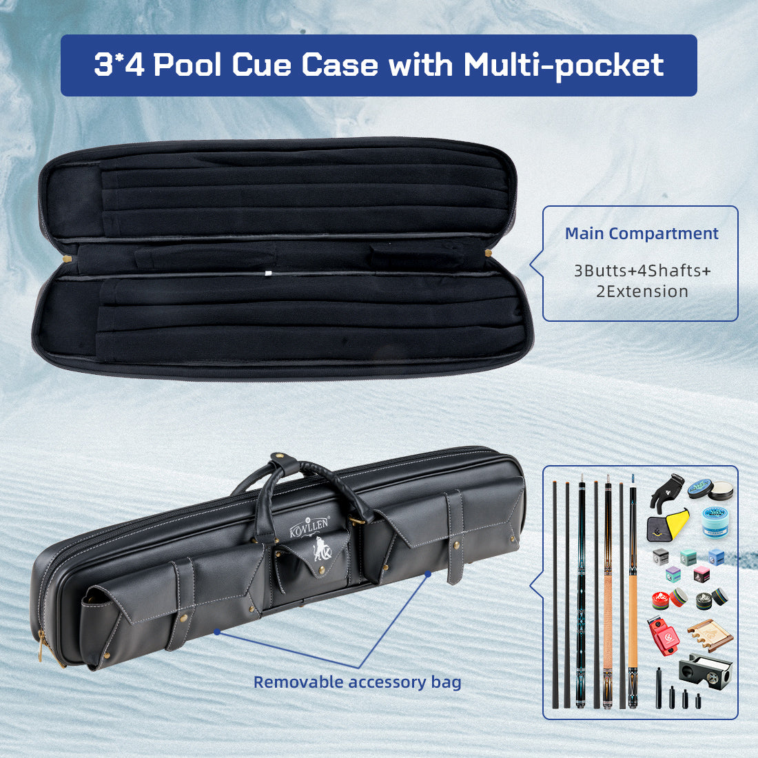 KONLLEN PU Soft Case - 3 Butts x 4 Shafts