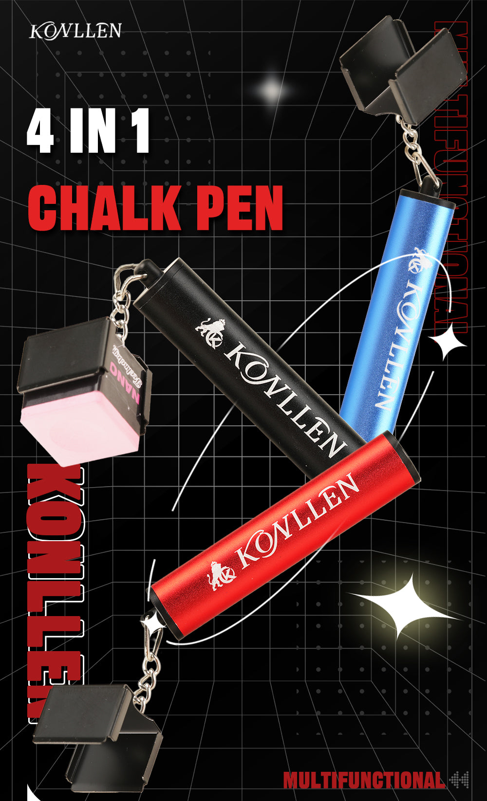 KONLLEN Multifunctional 4-in-1 Chalk Holder