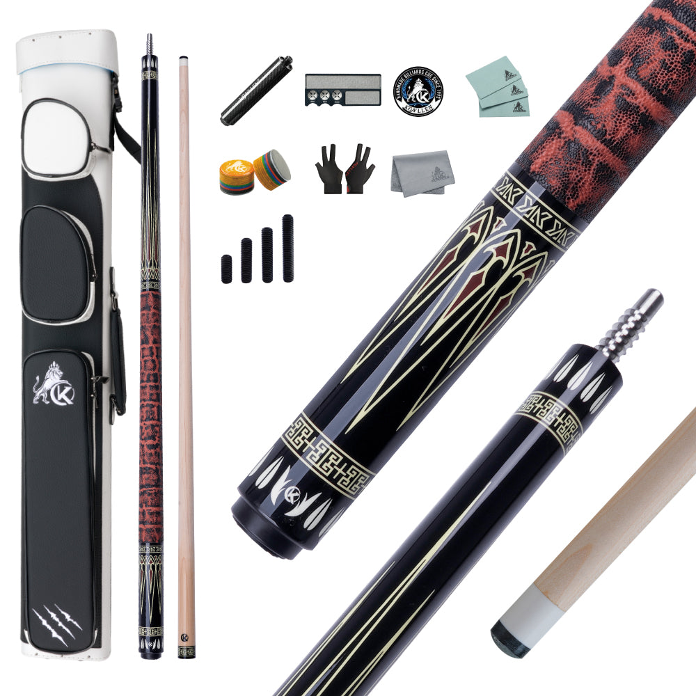 KONLLEN Axiom Low Deflection Maple Pool Cue With 30cm Carbon Tube - 12mm