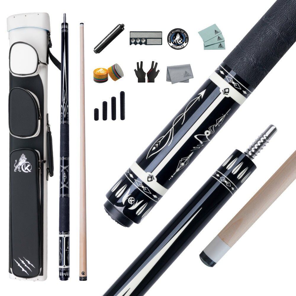KONLLEN Astra Low Deflection Maple Pool Cue With 30cm Carbon Tube - 12mm