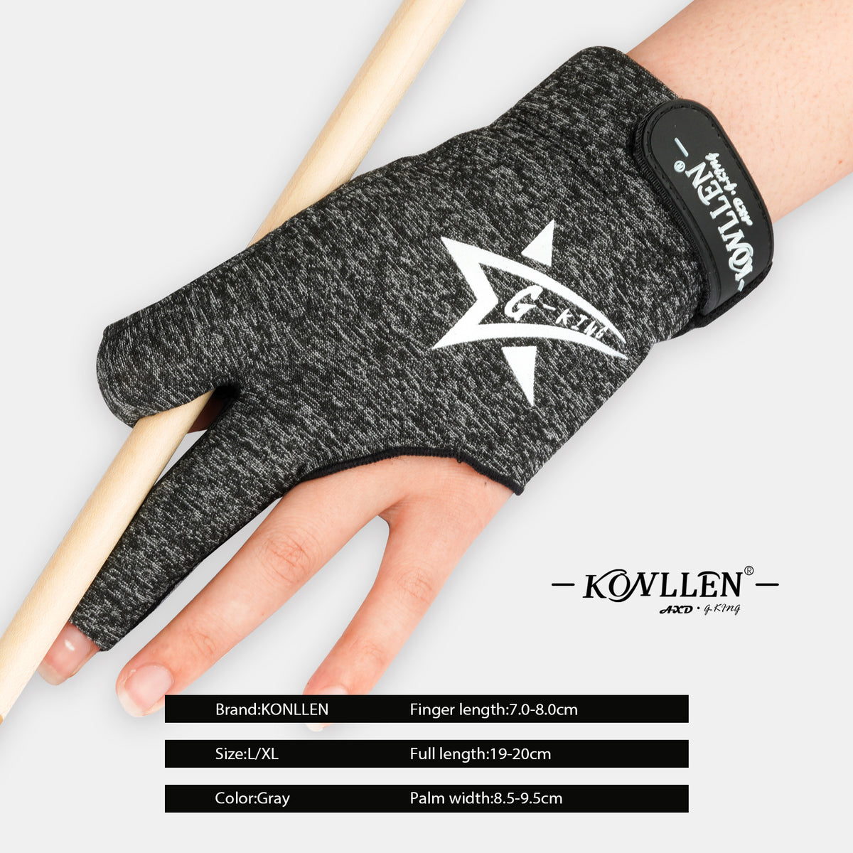 KONLLEN Billiards Gloves for Left Hand/Right Hand L/XL - 01 pure cotton series