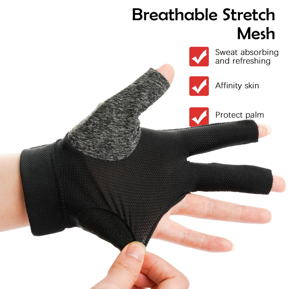 KONLLEN Billiards Gloves for Left Hand/Right Hand L/XL - 01 pure cotton series