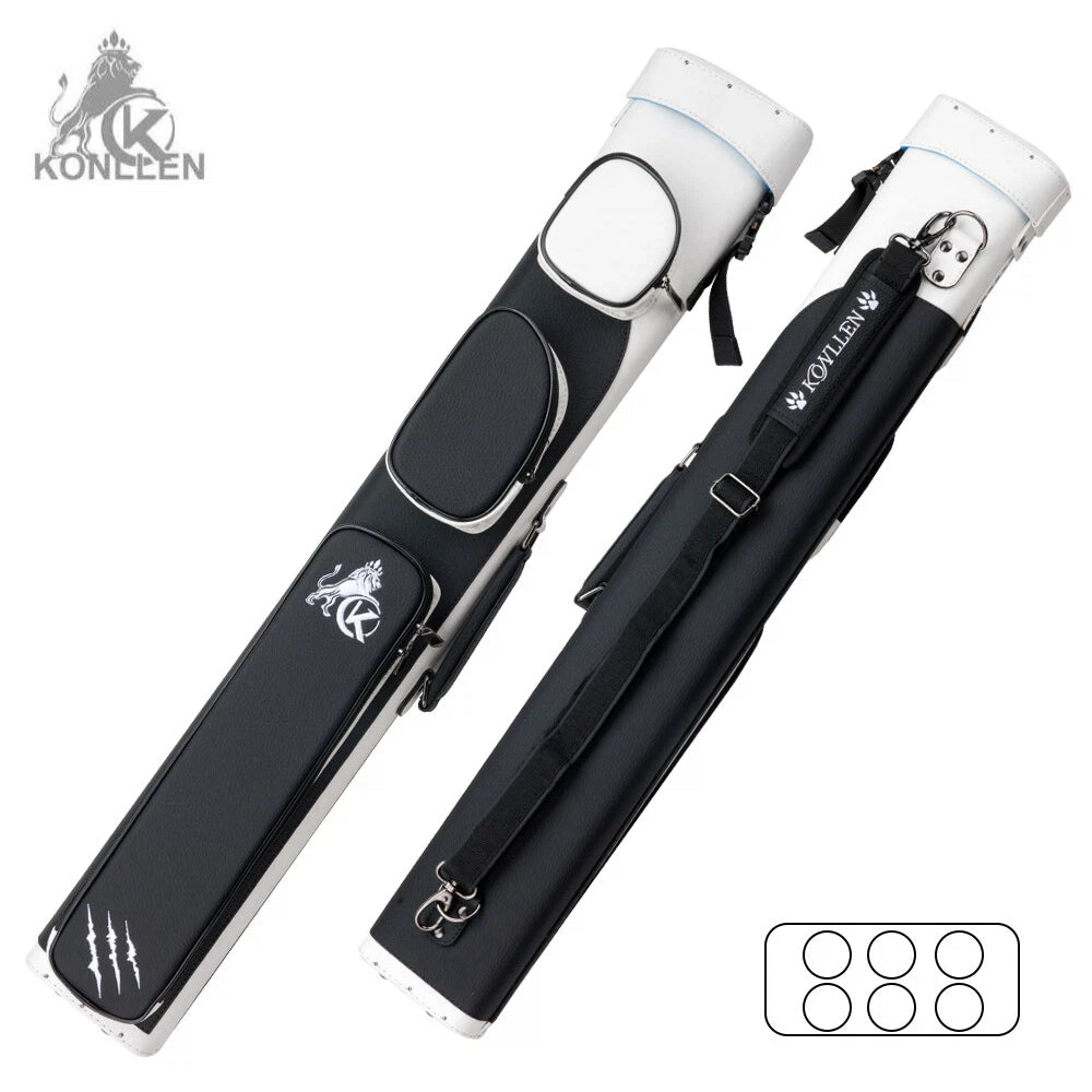 KONLENビリヤードキュー 2ピース ケース付き KONLLEN Cowhide Hard Case - 2 Butts x 4 Shafts - Black