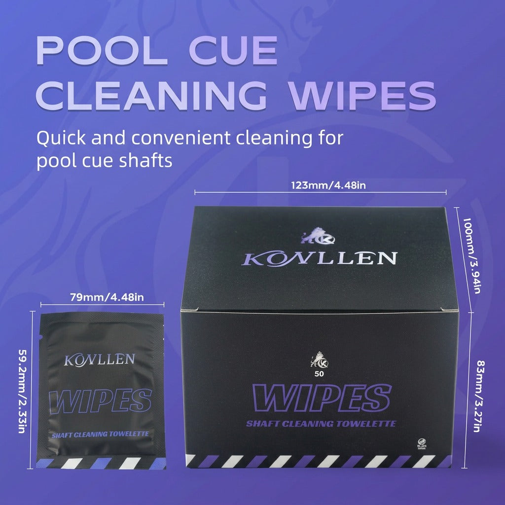 KONLLEN Carbon Cue Shaft Cleaning Wipes - 50 Count Individually Wrapped
