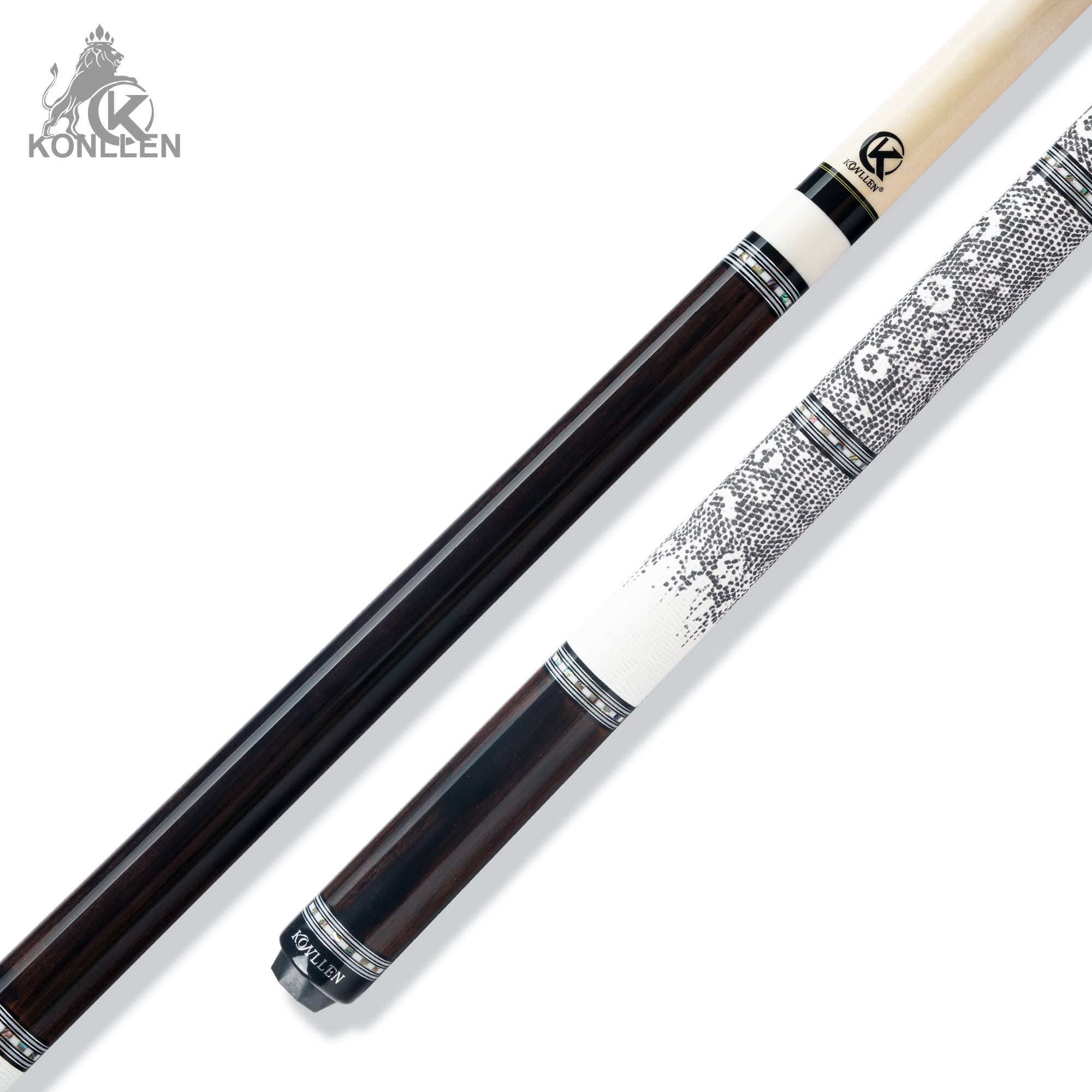 KONLLEN AXA-K2F Low Deflection Pool Cue Ebony Handmade Inlay - 12.5mm