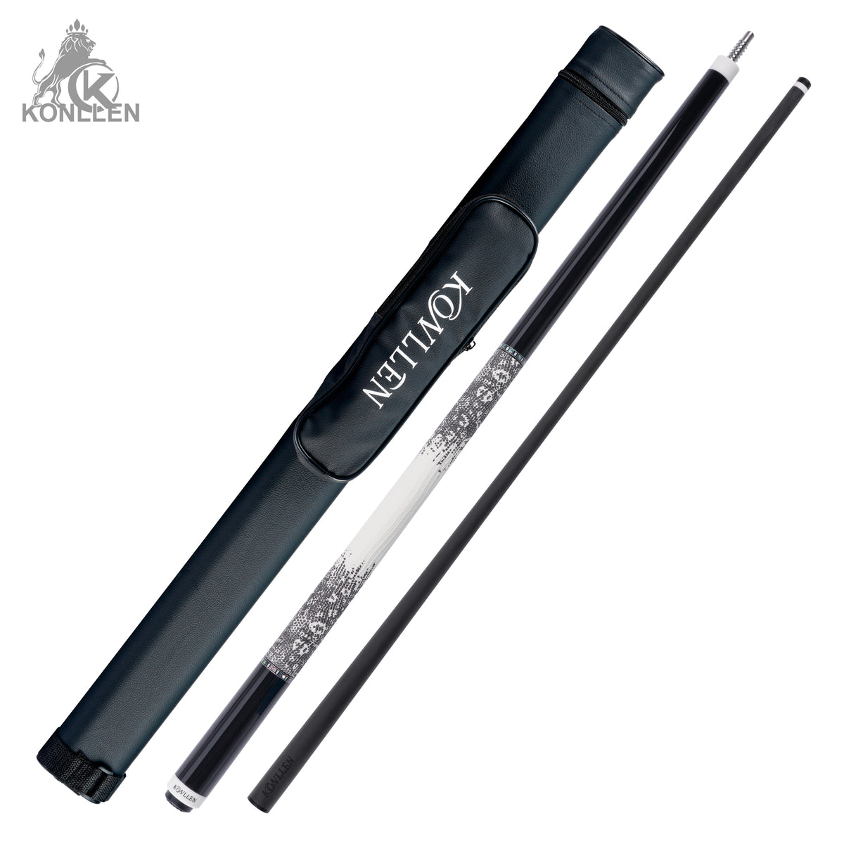 KONLLEN 2.0 Nocturne-01 Low Deflection Carbon Fiber Pool Cue  Ebony Handmade Inlay - 11.8mm / 12.5mm