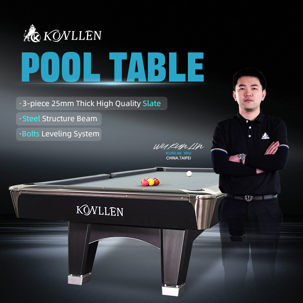 KONLLEN NOVA 9ft Billiard Pool Table, Professional Slate Bed Billiard Table for Competition & Club Use