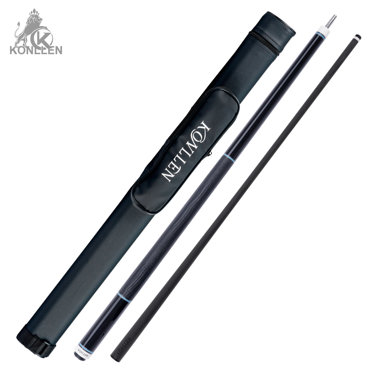 KONLLEN 2.0 Lanting-01 Low Deflection Carbon Fiber Pool Cue  Ebony Handmade Inlay - Lizard print - 11.8mm / 12.5mm