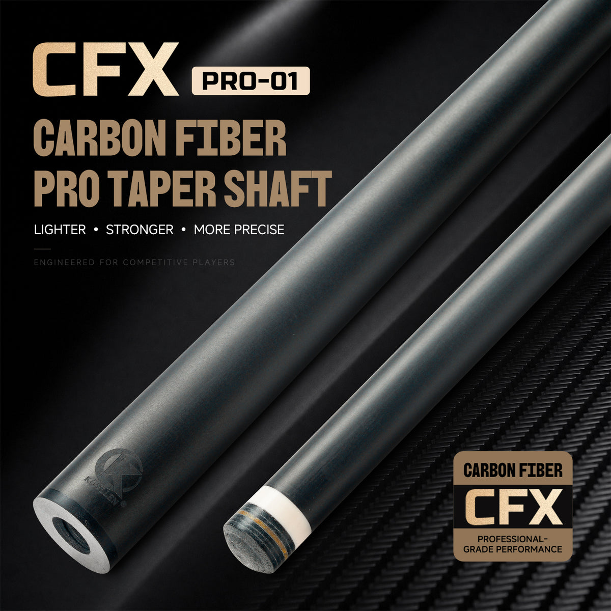 KONLLEN CFX Series Carbon Fiber Shaft Pro Taper for Radial Joint with 11.8 / 12.4mm Tip