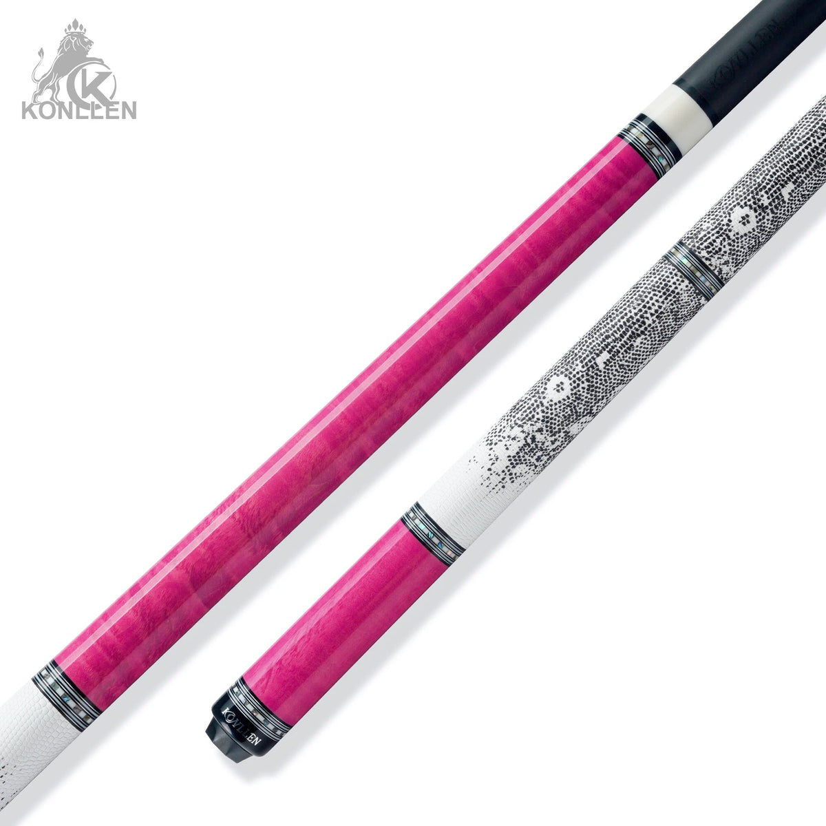 KONLLEN AXA-H2F Low Deflection Pool Cue Pink-Dyed Tigerwood Handmade Inlay - 12.5mm