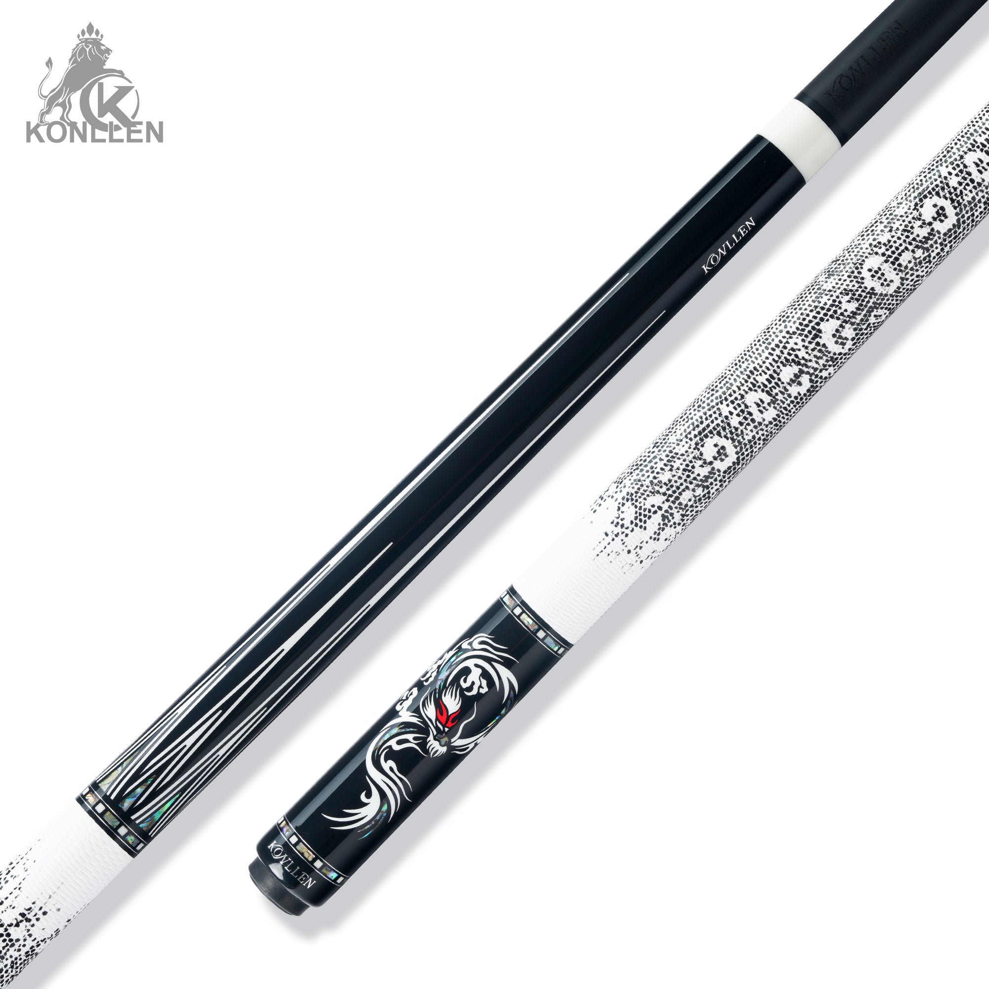 KONLLEN AK-AI-2F Low Deflection Carbon Fiber Pool Cue Ebony Handmade Inlay - 12.5mm