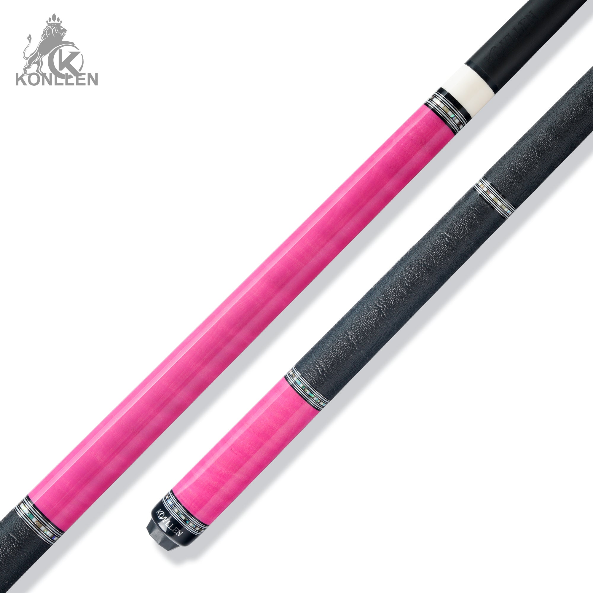 KONLLEN AXA-H1F Low Deflection Pool Cue Pink-Dyed Tigerwood Handmade Inlay - 12.5mm