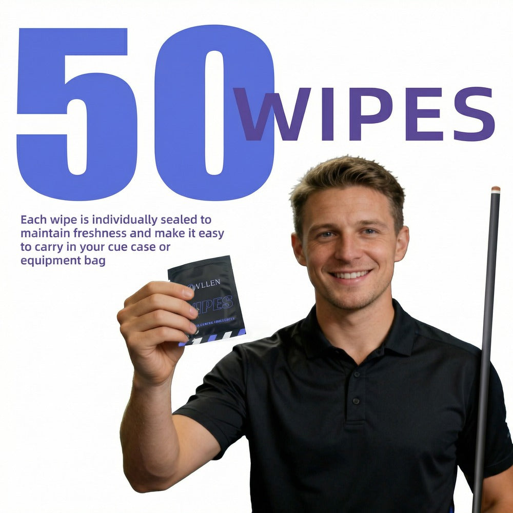 KONLLEN Carbon Cue Shaft Cleaning Wipes - 50 Count Individually Wrapped