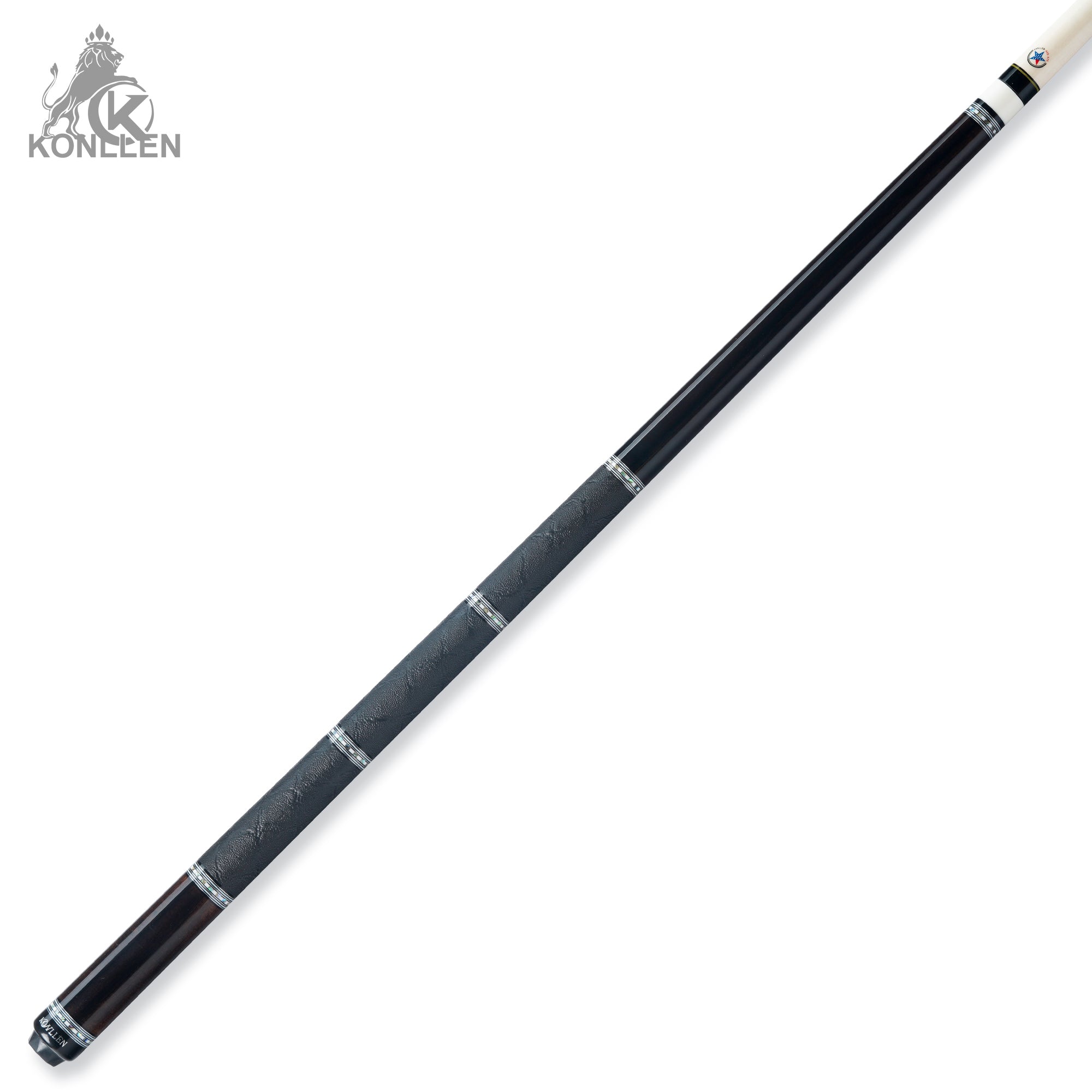 KONLLEN AXA-K1F Low Deflection Pool Cue Ebony Handmade Inlay - 12.5mm