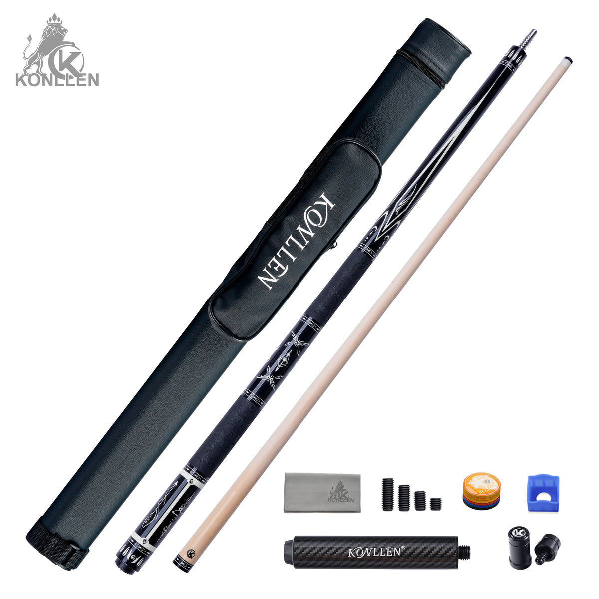 KONLLEN Astra Low Deflection Maple Pool Cue With 30cm Carbon Tube - 12mm