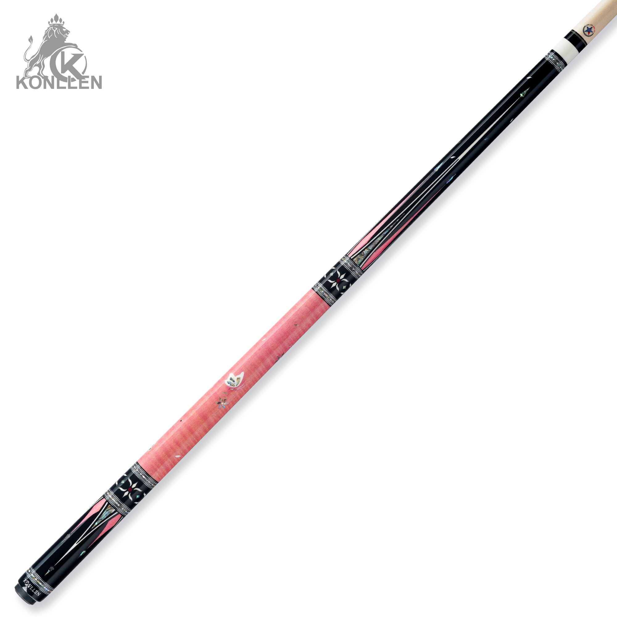 KONLLEN AK-KB-Pink Low Deflection Carbon-tube Maple Pool Cue - 12.5mm