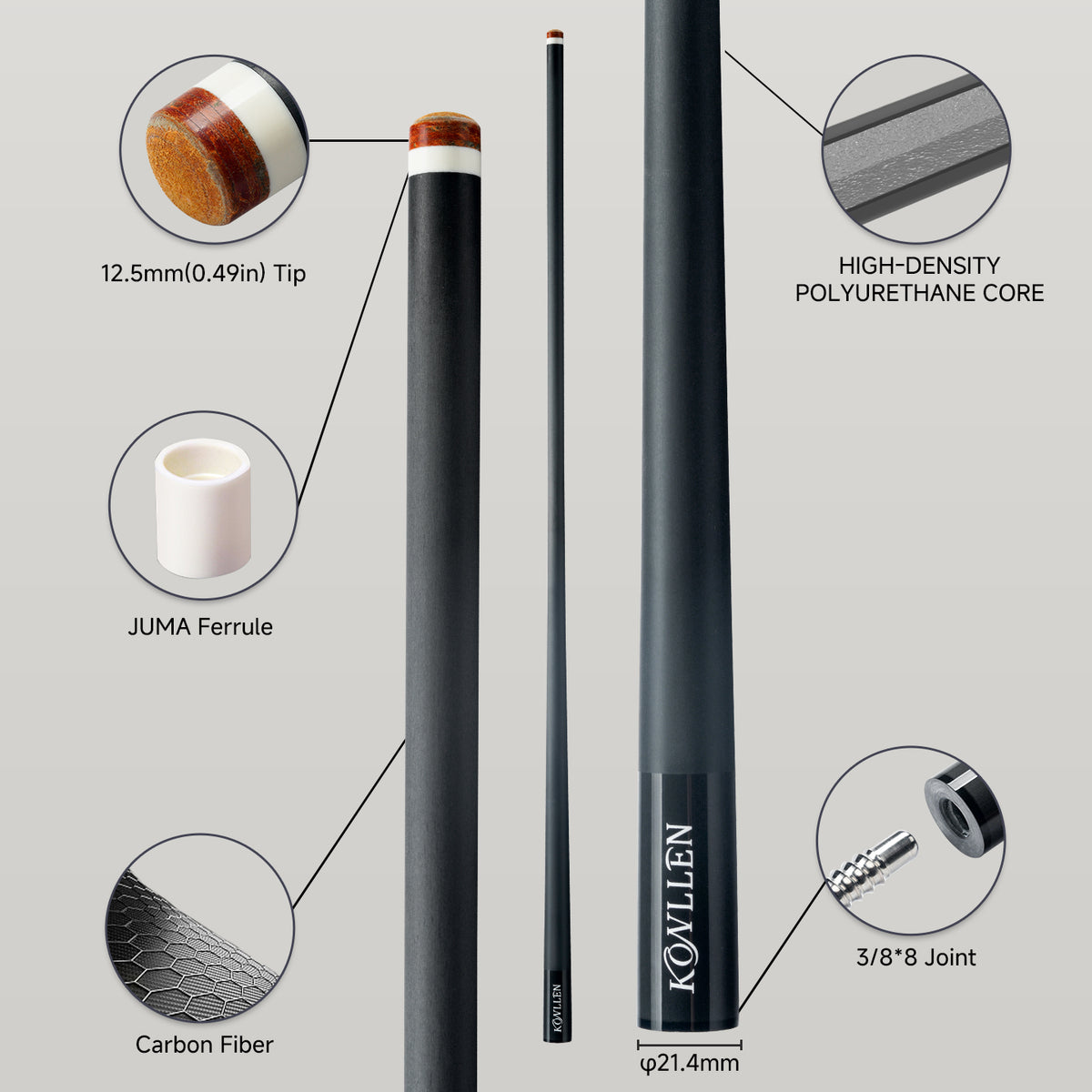 KONLLEN 2.0 Series Carbon Fiber Shaft Pro Taper for Radial Joint with 12.5mm Tip