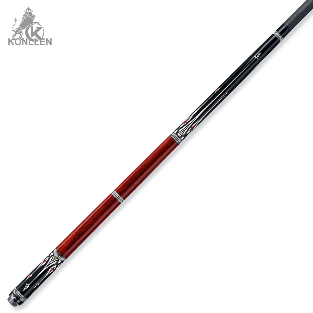 KONLLEN AK-AS-1F Low Deflection Carbon Fiber Pool Cue Red Rosewood Handmade Inlay - 10.5mm / 11.5mm / 12.5mm