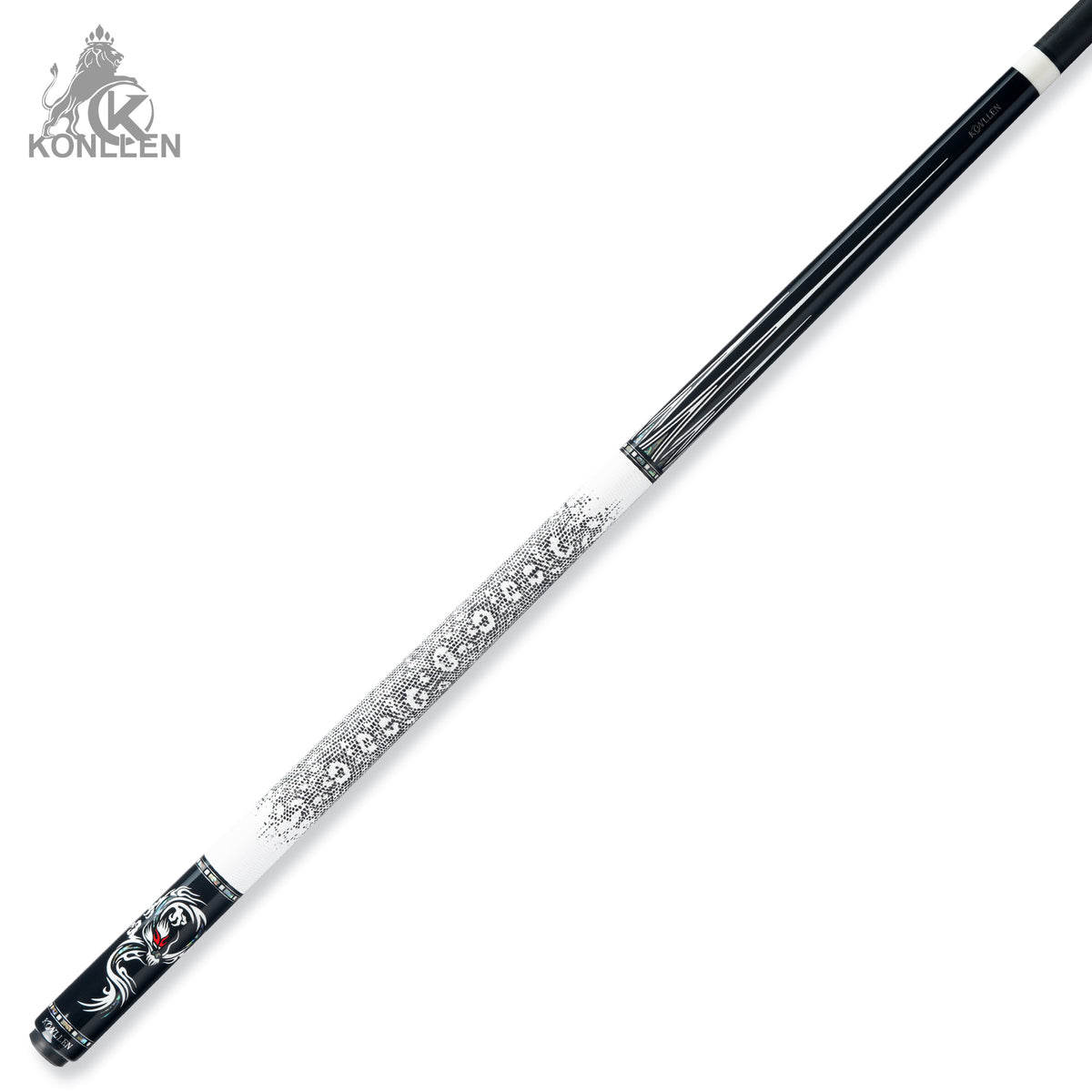 KONLLEN AK-AI-2F Low Deflection Carbon Fiber Pool Cue Ebony Handmade Inlay - 12.5mm