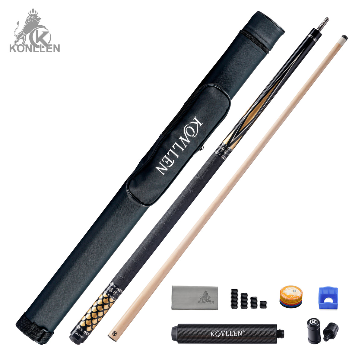 KONLLEN Aurelian Low Deflection Maple Pool Cue With 30cm Carbon Tube - 11.8mm / 12.5mm